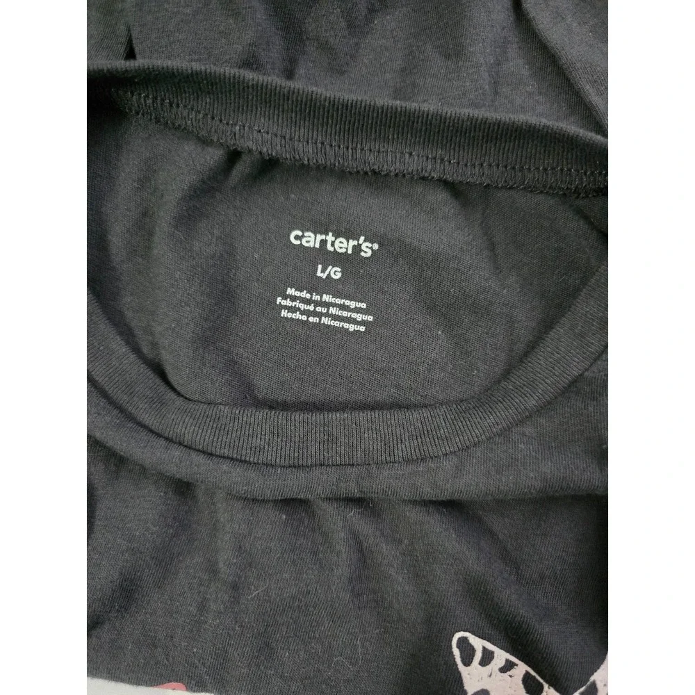 Carters Girls Large Gray Long Sleeve Star Graphic Tee Shirt Leopard Print L/G